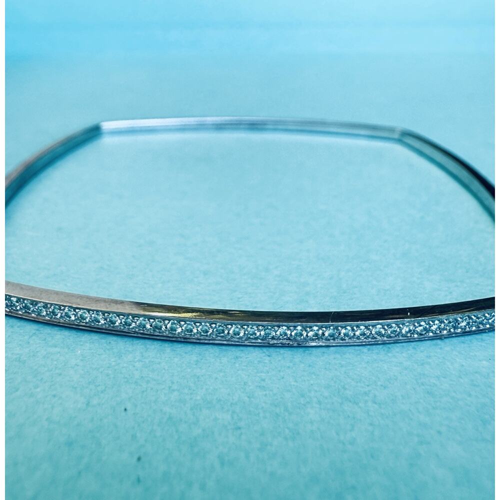 Tiffany & Co. 18k White Gold Frank Gehry Torque Bangle Bracelet W/ Diamonds